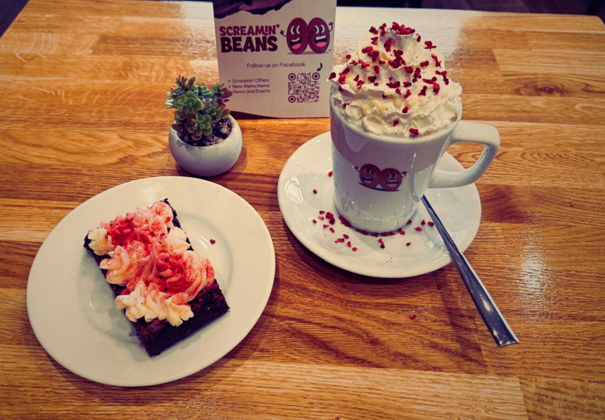 The warm interior of Screamin' Beans coffee shop